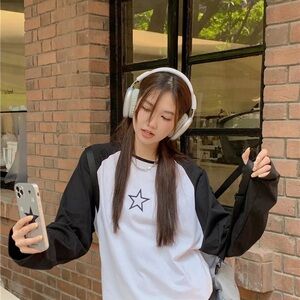 Black & White Star Raglan Tee